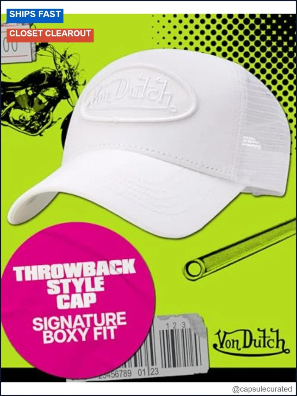 Von Dutch Style Unisex Trucker Hat with Mesh Back and Snapback Closure
